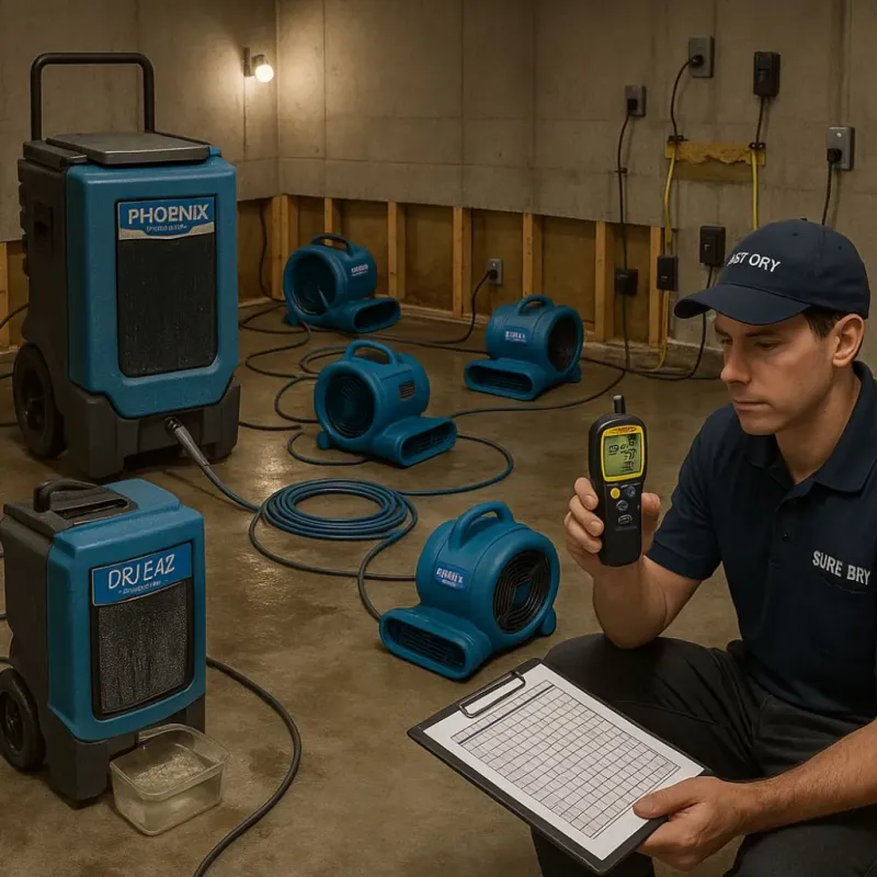 Structural Drying and Dehumidification process in Andover, MA